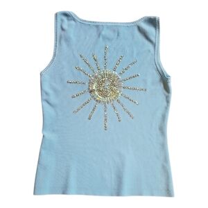Lucia Burns Embellished Celestial Tank Y2K  Boho Hippie Whimsygoth XS/S Baby Tee